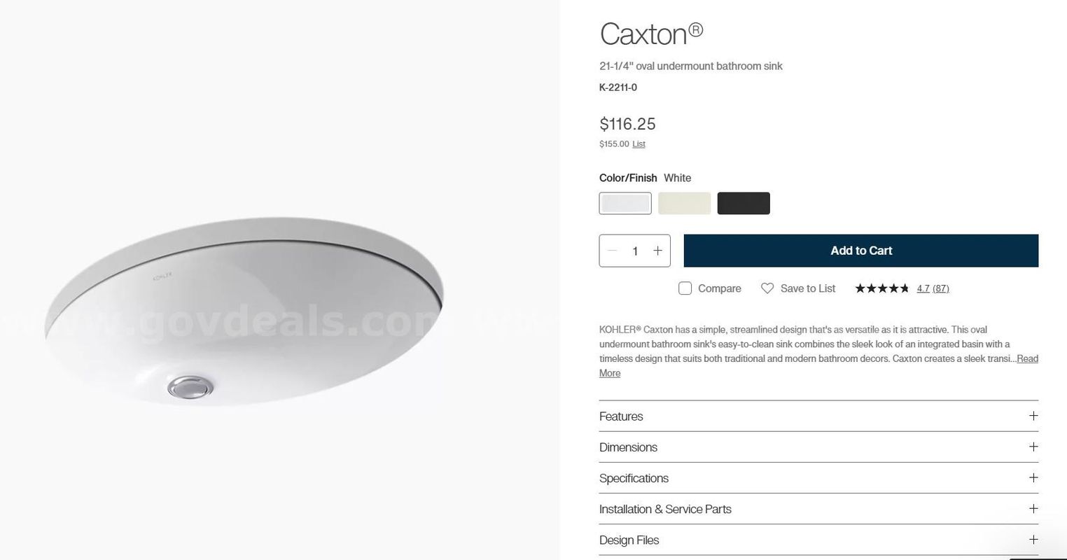 Kohler Caxton 21-1/4" Oval Sink