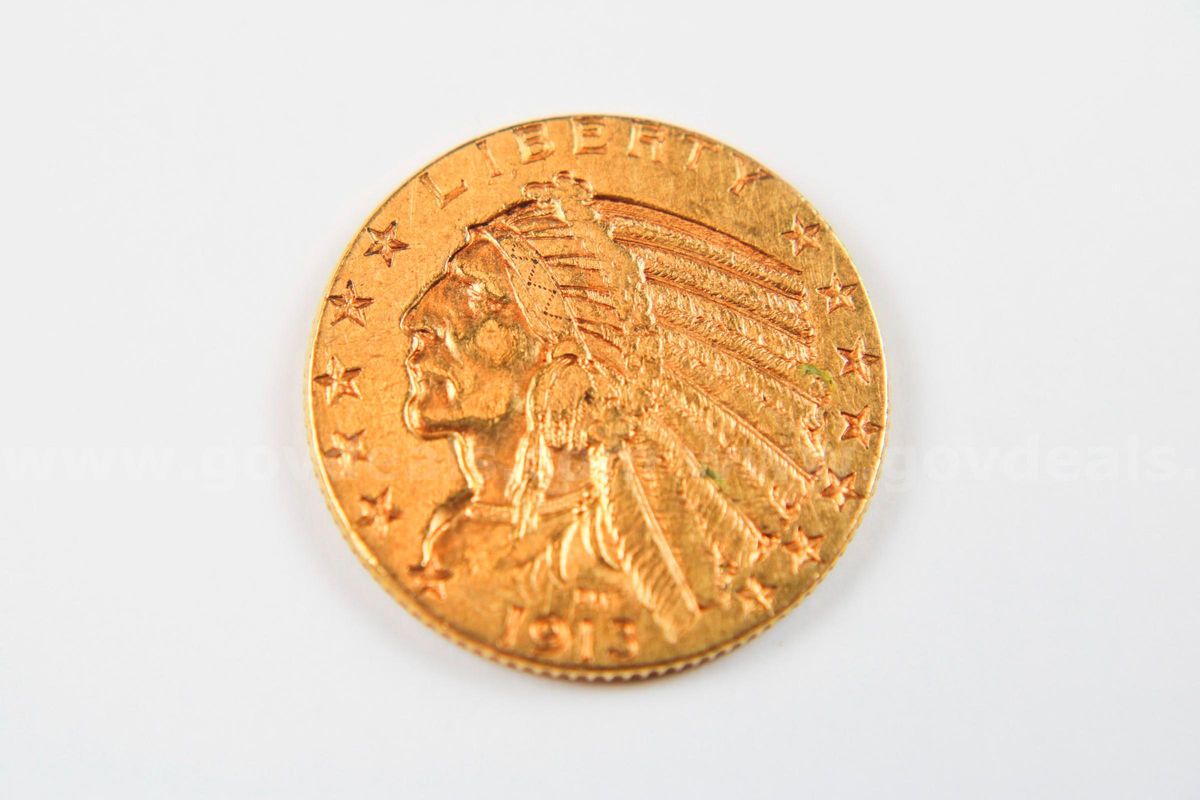 U.S. Half Eagle $5 Indian 1913 Gold Piece