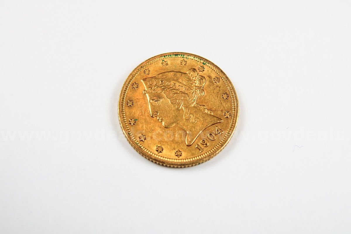 U.S. Half Eagle $5 Dollar Liberty 1904 Gold Piece