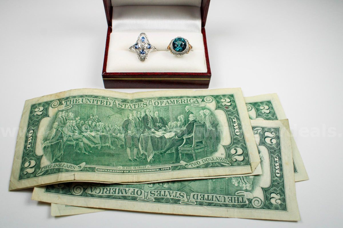 18kt Gold Ring Lot plus U.S. Currency