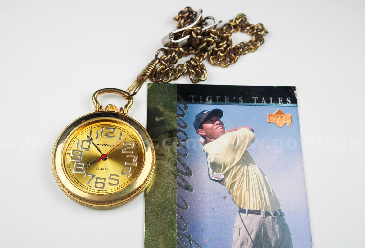 Affinity Quartz Watch with Chain plus Tiger Woods 1997 Upper Deck Card