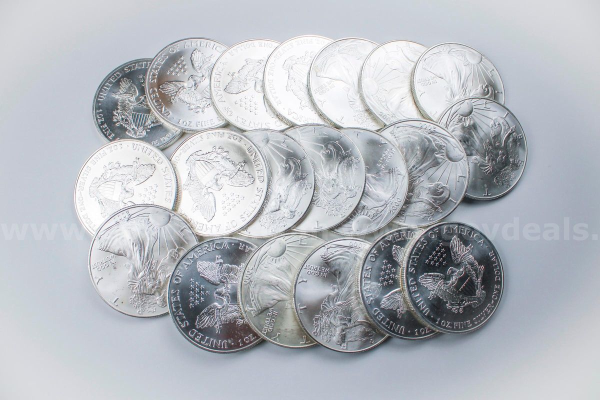 Twenty U.S. One Dollar 2000 Silver Eagles