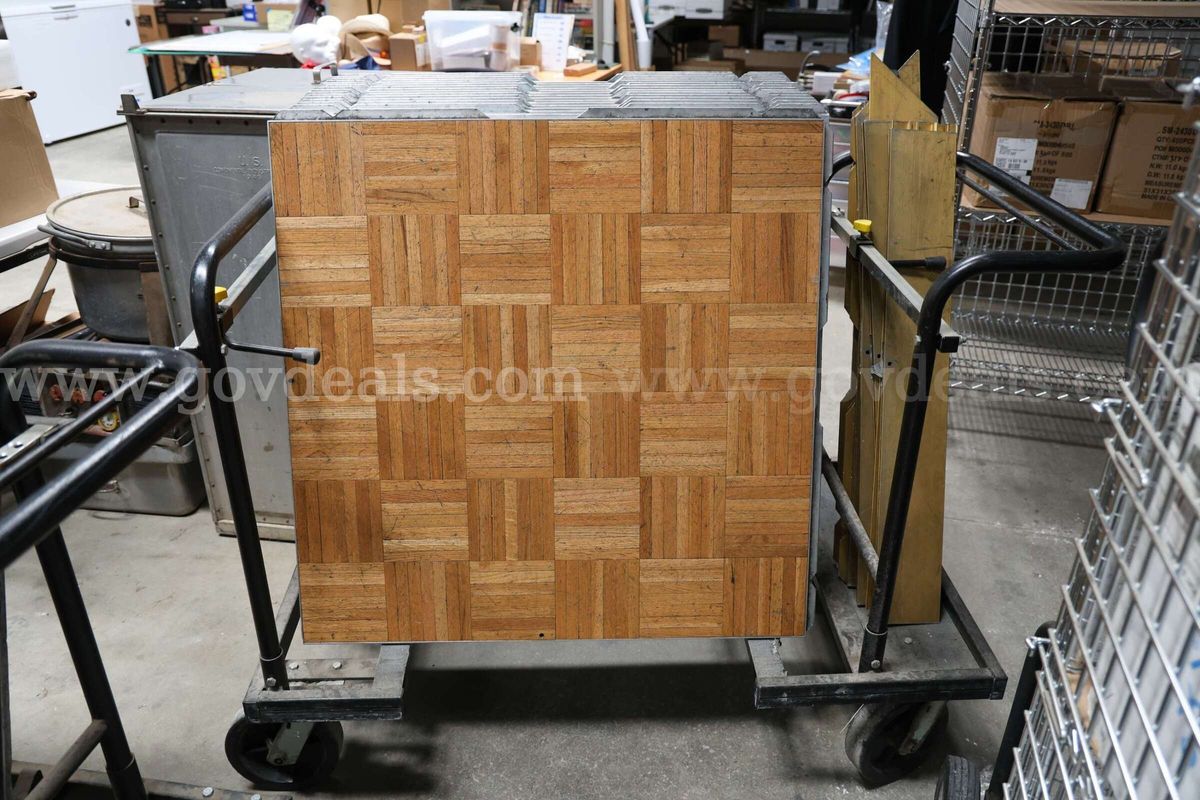 Lot of Dance Floor Tiles with Side Pieces and Carts