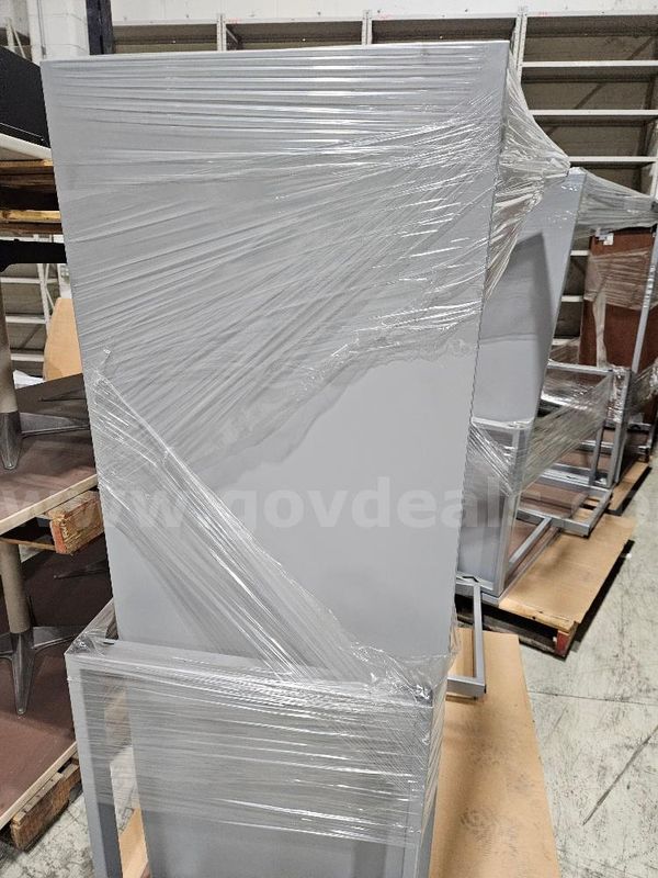 6 Grey Tables size 60"x23" for auction. Sold As Is.