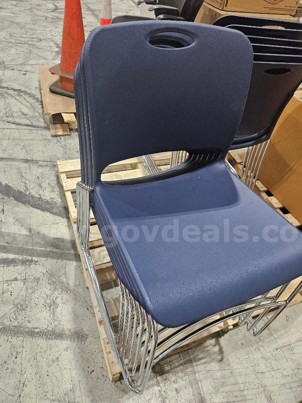 13 Blue Metal Chairs for Auction. Sold As Is.