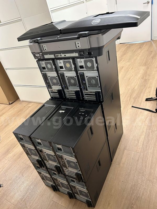 Lot of 18 Dell Desktop Computers of different models, Monitors, and 1 Flatbed Scanner
