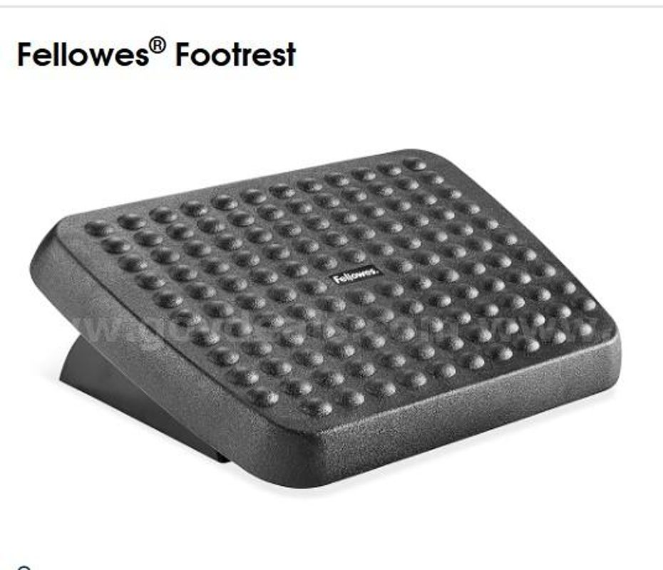 2 BRAND NEW BLACK FOOTRESTS BY FELLOWES IN BOX. SOLD AS IS.