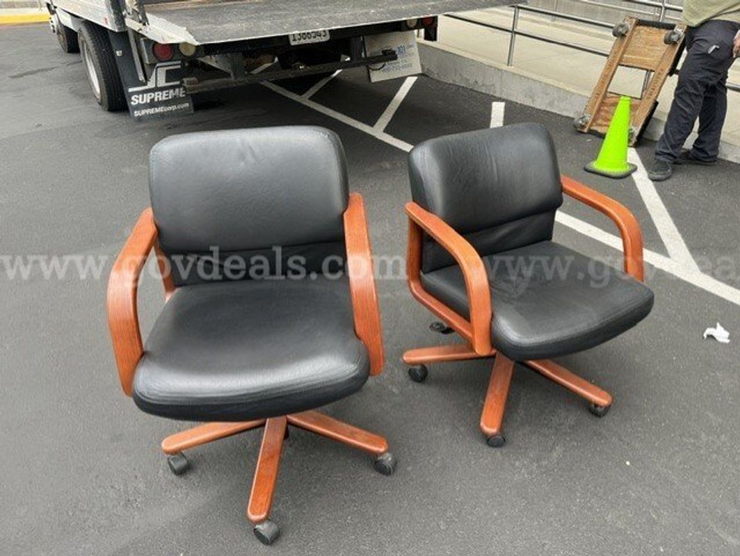 Leather rolling chairs; QTY: 2