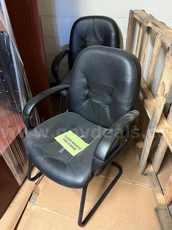 Black stationary leather chairs; QTY: 2