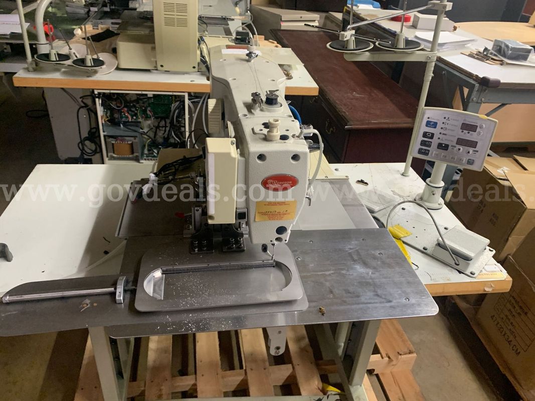 Lot of Two (2) Industrial Automated Sewing Machines with Work Tables and Controls