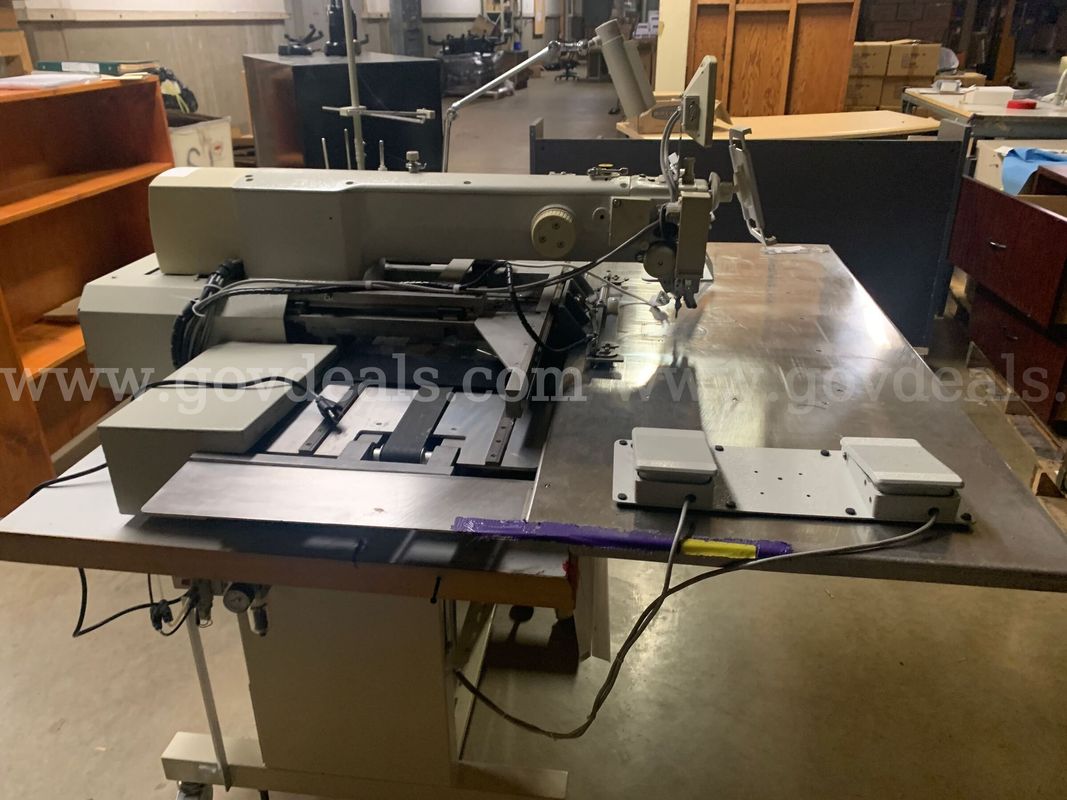 Lot of Two (2) Industrial Automated Sewing Machines with Work Tables and Controls