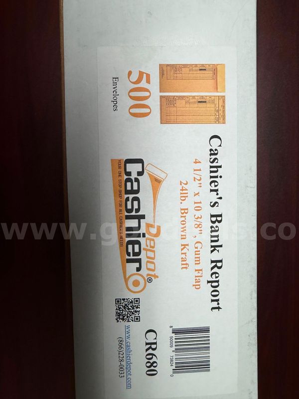Cashier's Bank Report Envelopes