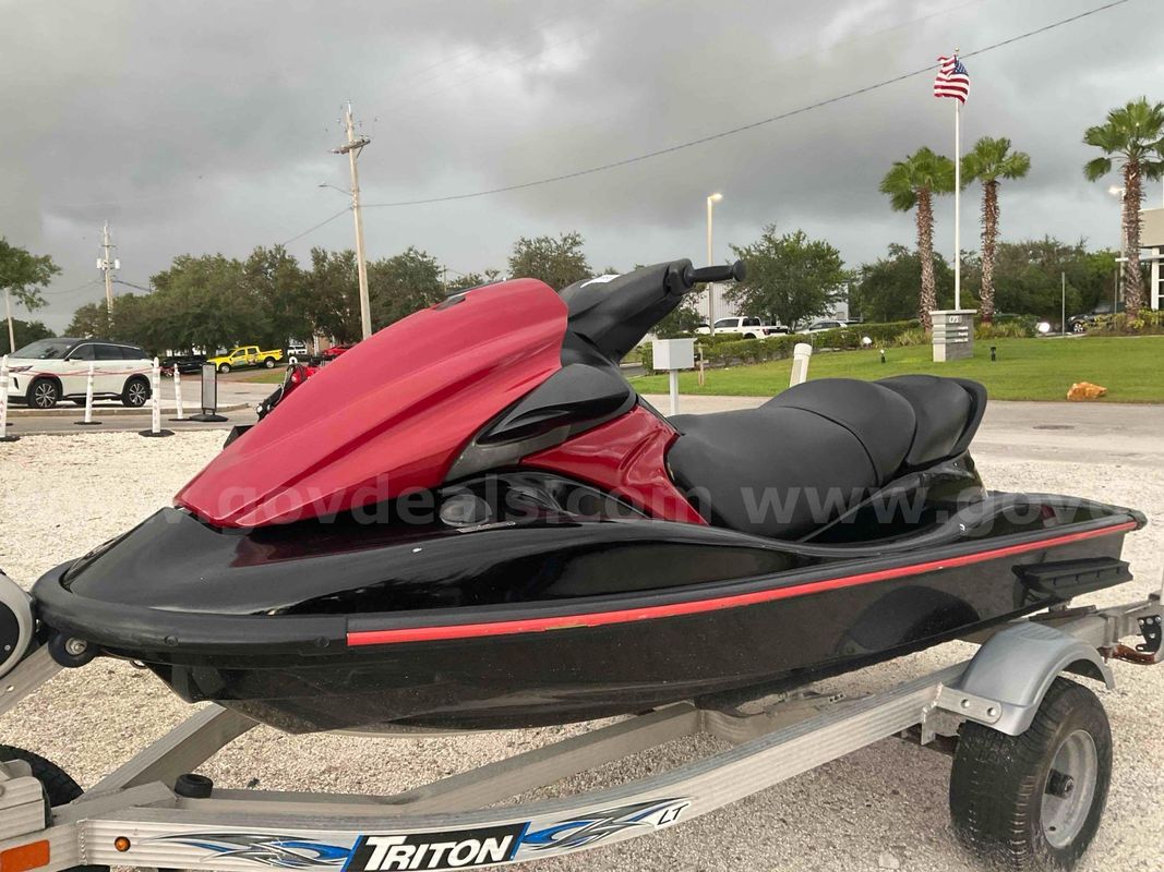 2019 Kawasaki Stx-15f Pwc Jet Ski With 2020 Triton Single Axle Trailer; Low Hrs Showing, 2 Passenger Seating; Rear Swim