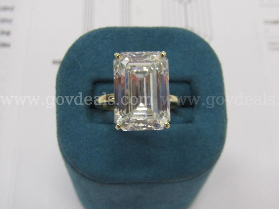14k YG Ring w/ 12.68 Carat Emerald Cut Brilliant Lab Grown Diamond with IGI Report