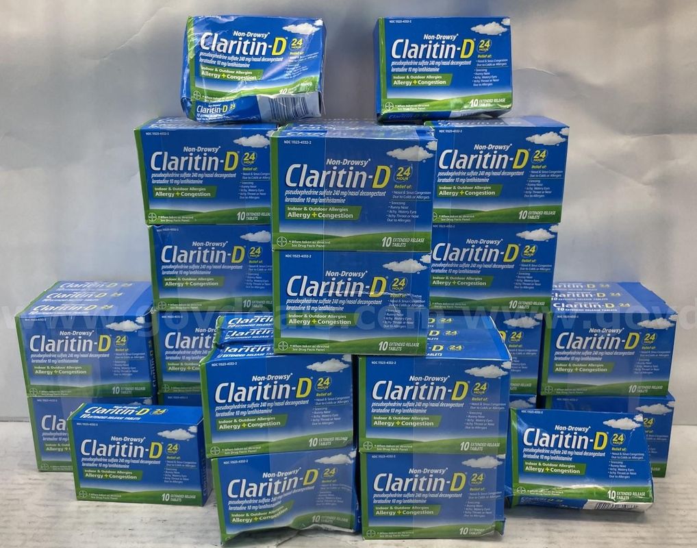 Claritin D 24 Hour Non Drowsy Indoor and Outdoor Allergies Allergy + Congestion 10 Extended Release Tablets/Box