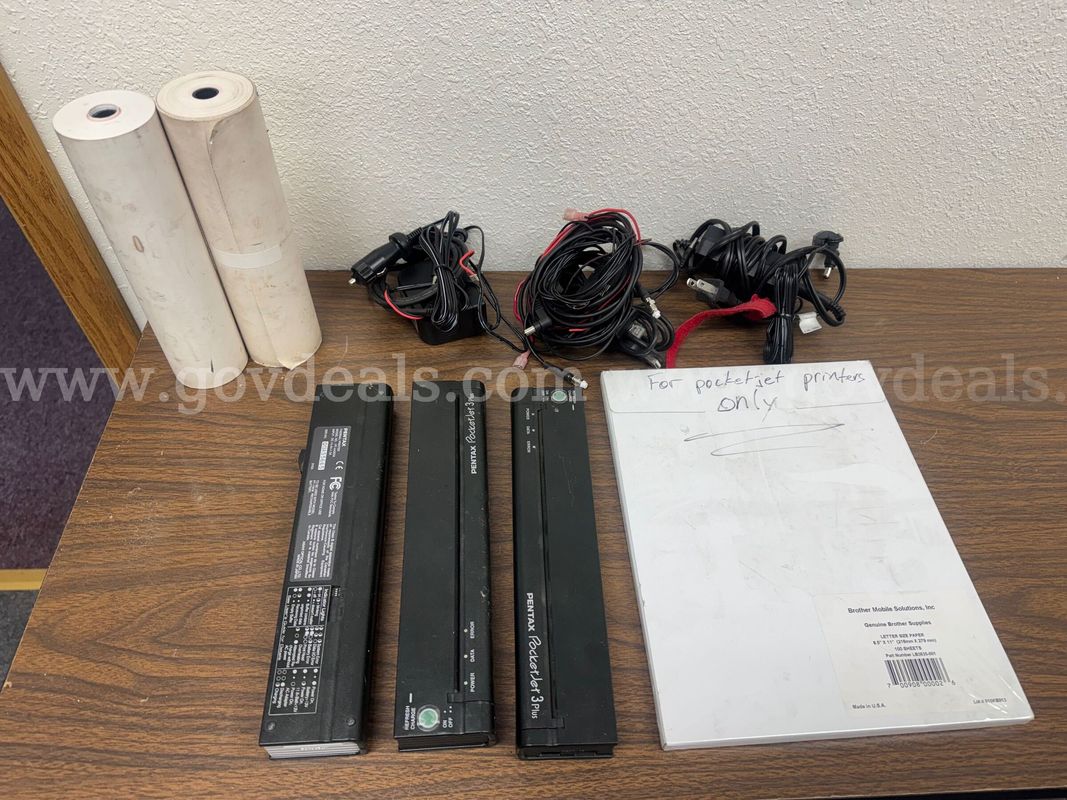 Pentax PocketJet 3 Plus Portable Thermal Printer Lot – 3 Printers, Battery, Cables & Paper
