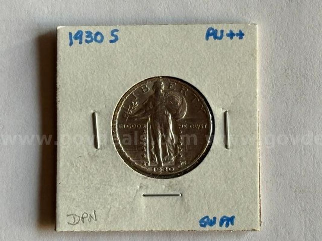 1930-S Standing Liberty Quarter San Francisco Mint AU++ Estate Collection 90% Silver