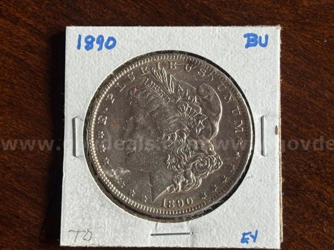 1890 Morgan Silver Dollar — Philadelphia Mint, 90% Silver, Previously Marked "BU" (Ungraded) SHIPS