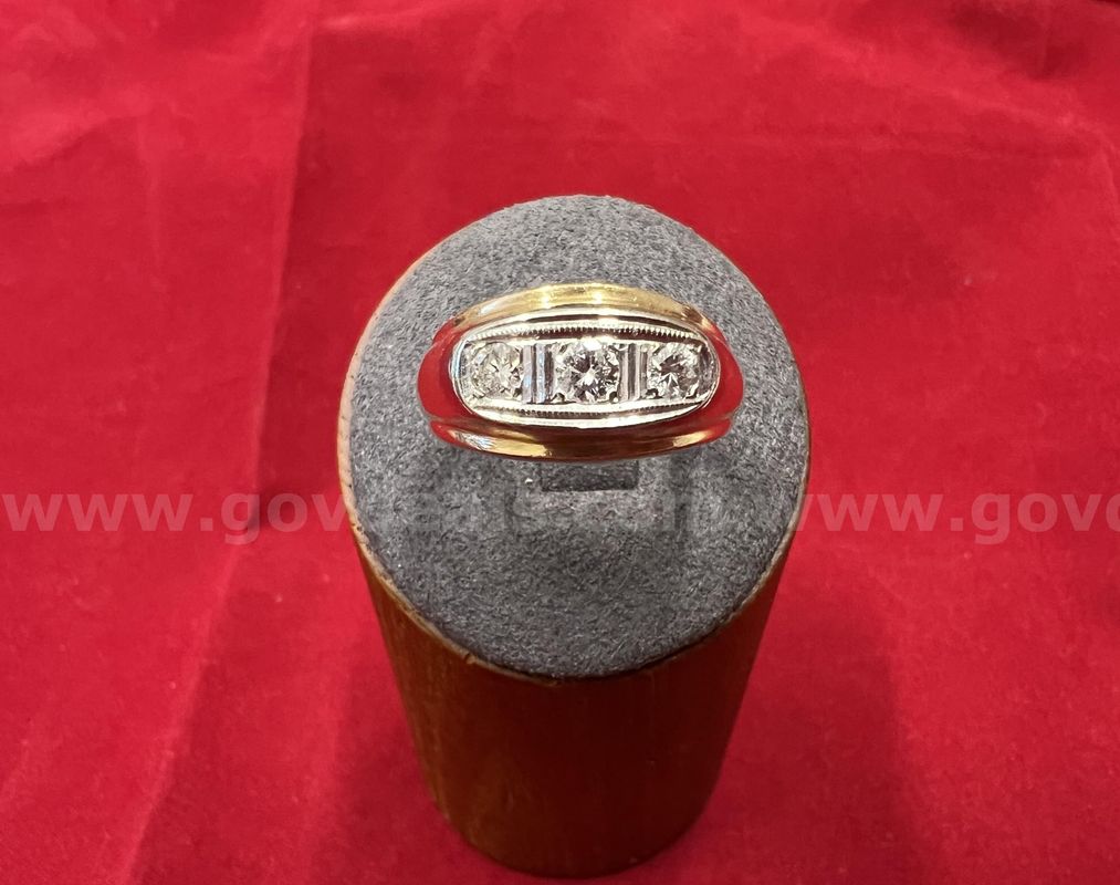 14k GOLD TWO TONE MENS DIAMOND RING