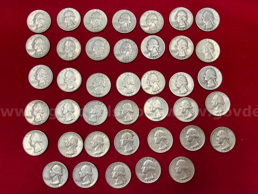 40 U.S. Pre-1965 Silver Washington Quarters