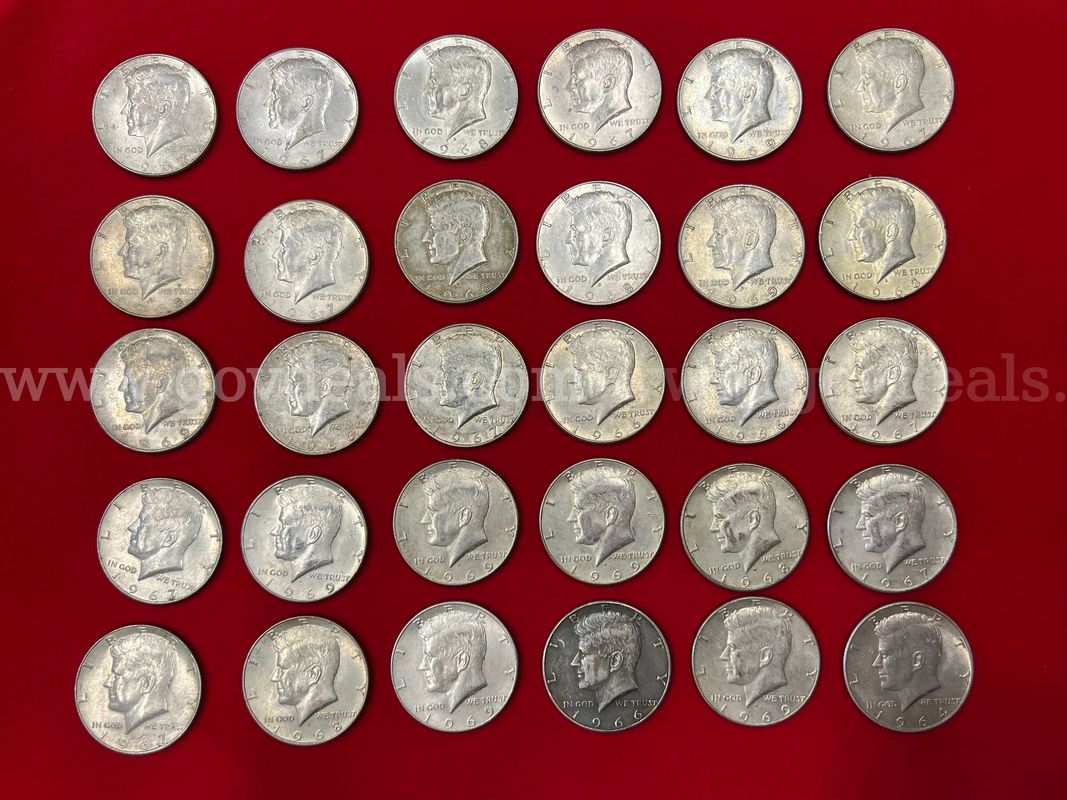 29 U.S. 1966 - 1969 KENNEDY HALF DOLLARS and 1 U.S. 1964 KENNEDY HALF DOLLAR