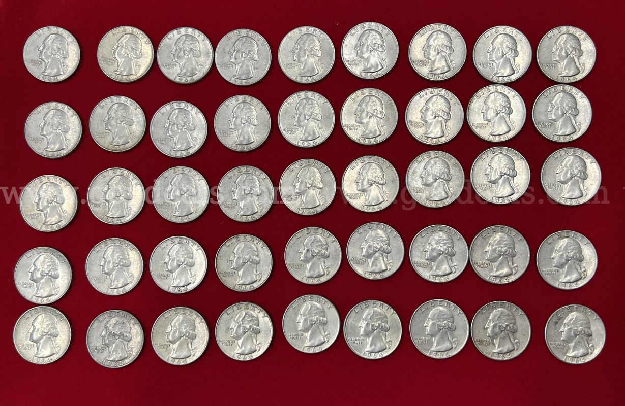 45 U.S. PRE-1965 SILVER WASHINGTON QUARTERS