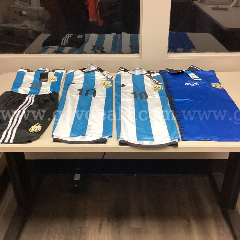 Lot of 3 Soccer Jerseys , and one Short Set