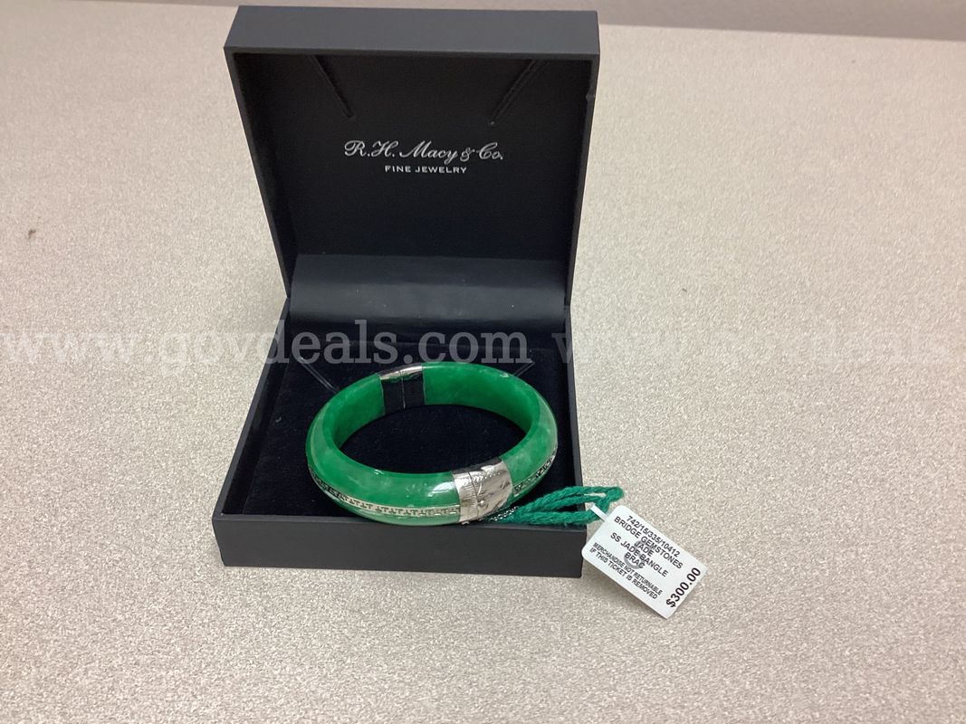 Bridge Gemstones SS Jade Bangle Bracelet ( Retail $300.00 )