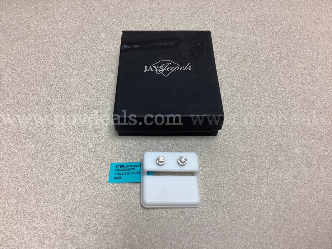 Sterling Silver Moissanite Earrings 0.59 CTW VVSD Color ( Retail $499.00 )