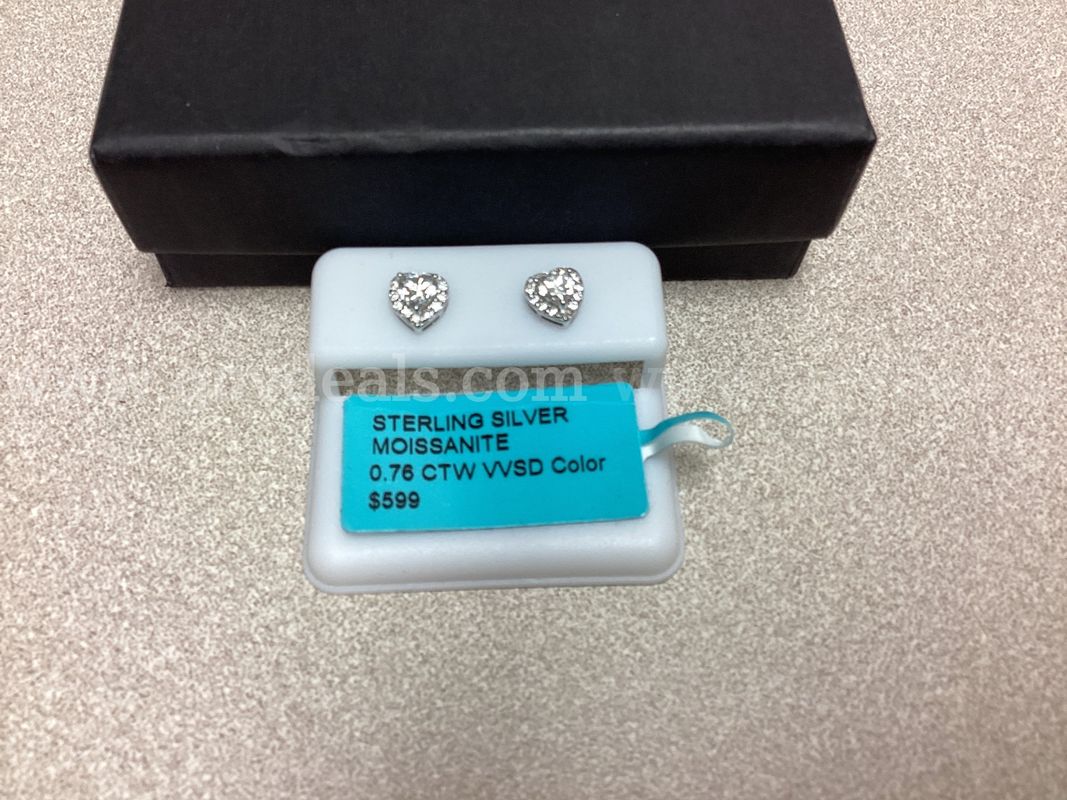 Sterling Silver Moissanite Earrings 0.76 CTW VVSD Color ( Retail $599.00 )
