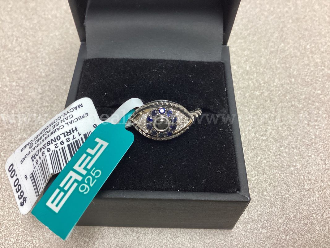 Effy Sterling Silver Sapphire and Diamond Ring ( Retail $650.00 )