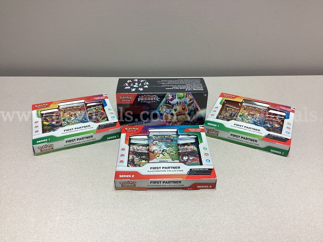 Scarlet & Violet Prismatic Evolutionsr Surprise Box, 2 series 1First Partner Illustration & a series 2