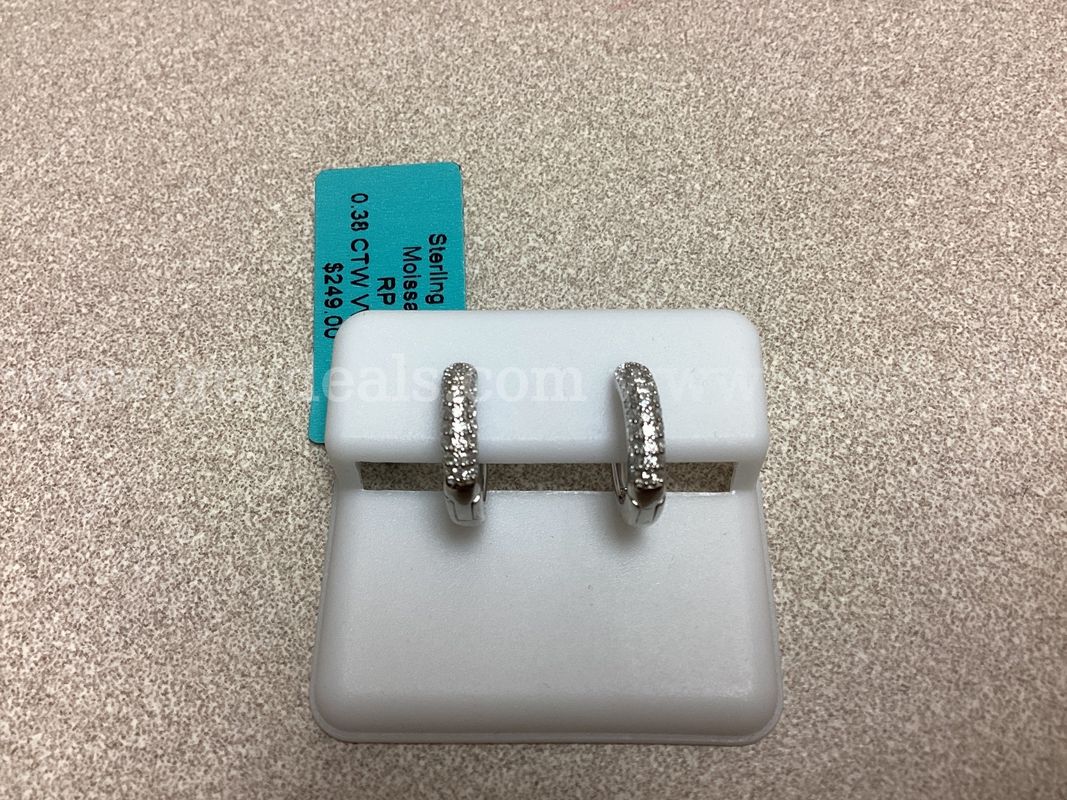 Sterling Silver Moissanite Earrings 0.38 CTW VVSD Color ( Retail $249.00 )
