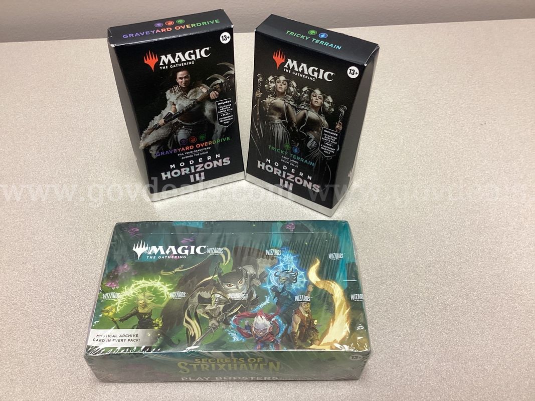 Magic the Gathering Secrets of Strixhaven play boosters, 2 modern horizons 3