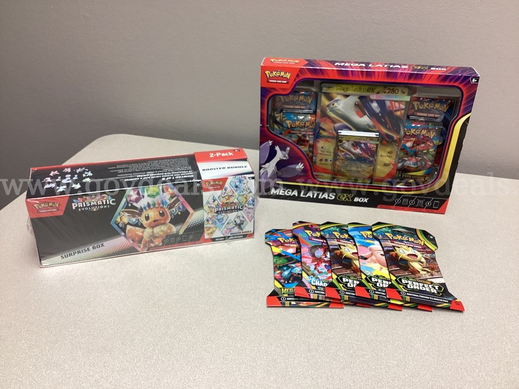 Scarlet & Violet Prismatic Evolutions Surprise Box 2-Pack, Mega Latina’s EX Box and 5 Sleeved Booster Packs