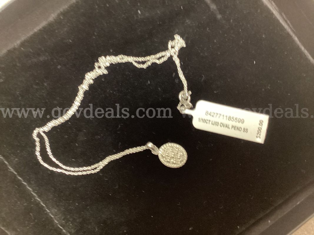 Bridge Diamond pendant oval necklace 1/10 CT Sterling silver 18”inch