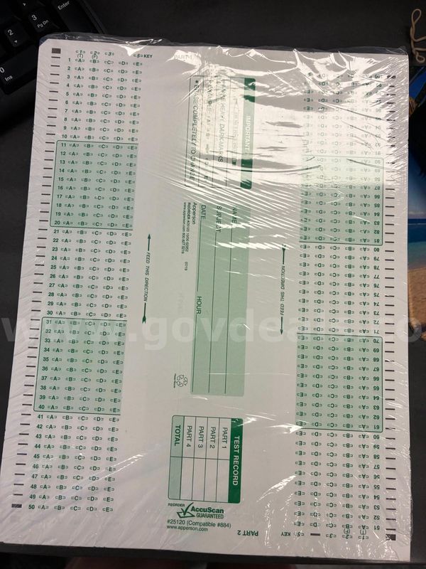 Apperson's Scantron 200Q compatible form 884-e (25120) Qty 7