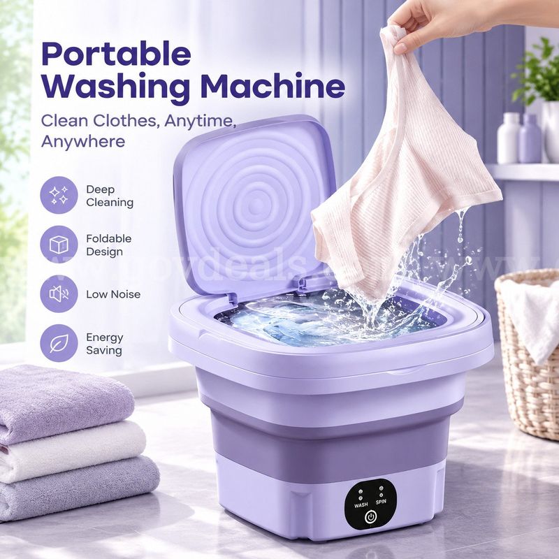 SHIPPING AVAILABLE Lot of 5 BRAND NEW Portable Folding Mini Washing Machine, Compact Design, Purple(HIH2005003)