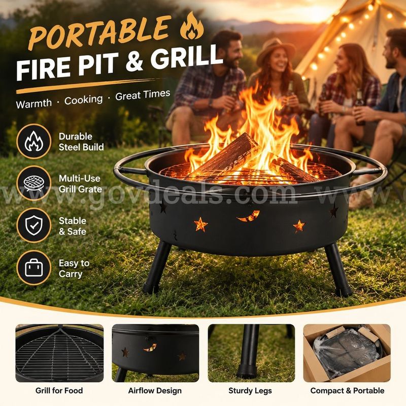 SHIPPING AVAILABLE 2 Set 32 Inch Outdoor Wood Burning Pits, Portable Firepit, (A3-2A)