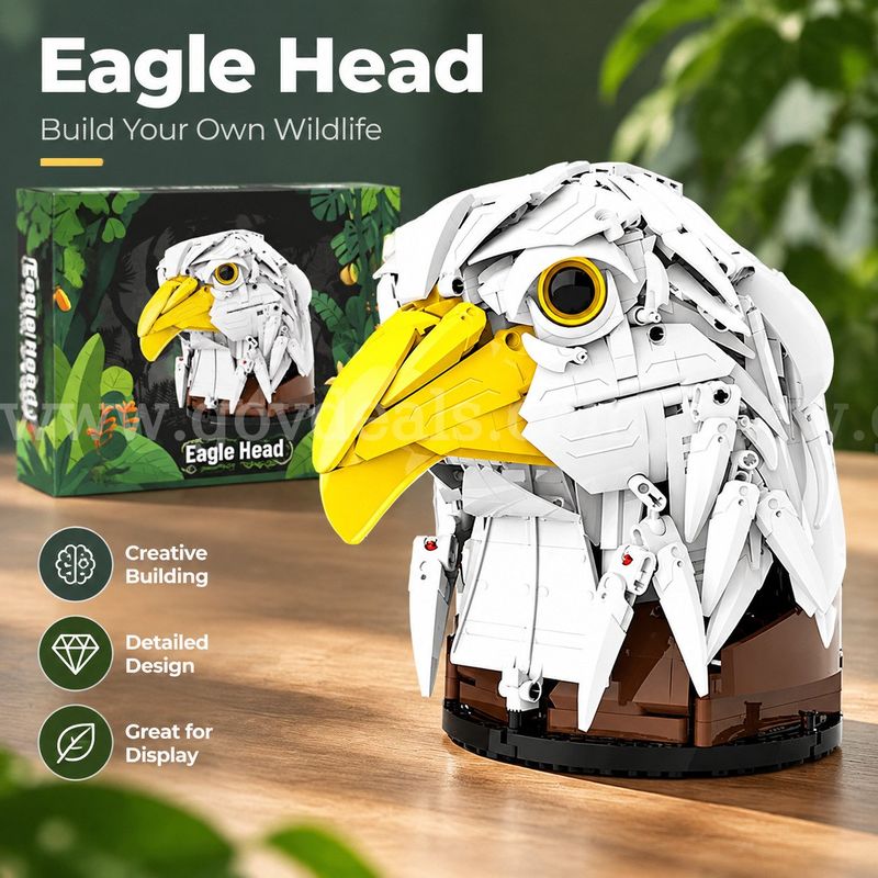 SHIPPING AVAILABLE DK 5015 Eagle Head Building Blocks Set, 1082 PCS Bionic Wall Mounted & Vertical Ornament(6-09)