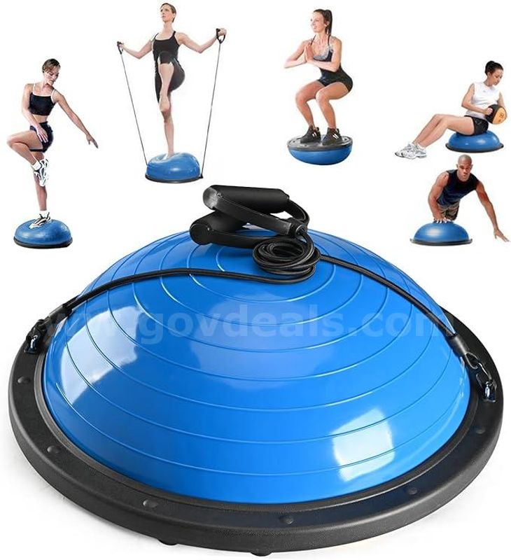 SHIPPING AVAILABLE Half Balance Ball Trainer, Half Yoga Exercise Ball with Resistance Bands and Foot Pump(A1-06)