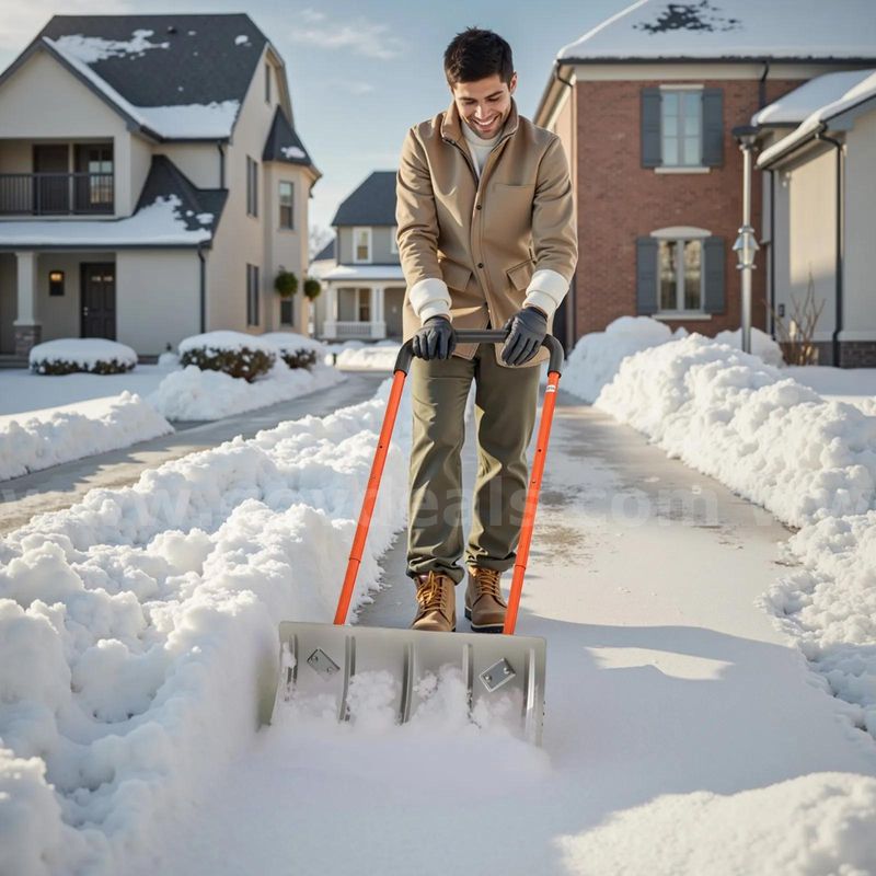 SHIPPING AVAILABLE VEVOR 2PCS Snow Pusher Shovel with Wheels, 61 cm Wheeled Snowplow Shovel with Bi-Directional(A16-23N)