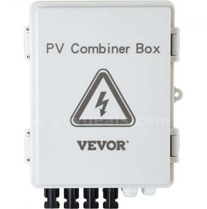 SHIPPING AVAILABLE VEVOR PV Combiner Box, 4 String, 15A, 500V DC, IP65 Waterproof Solar Panel Combiner Box (A2-16)