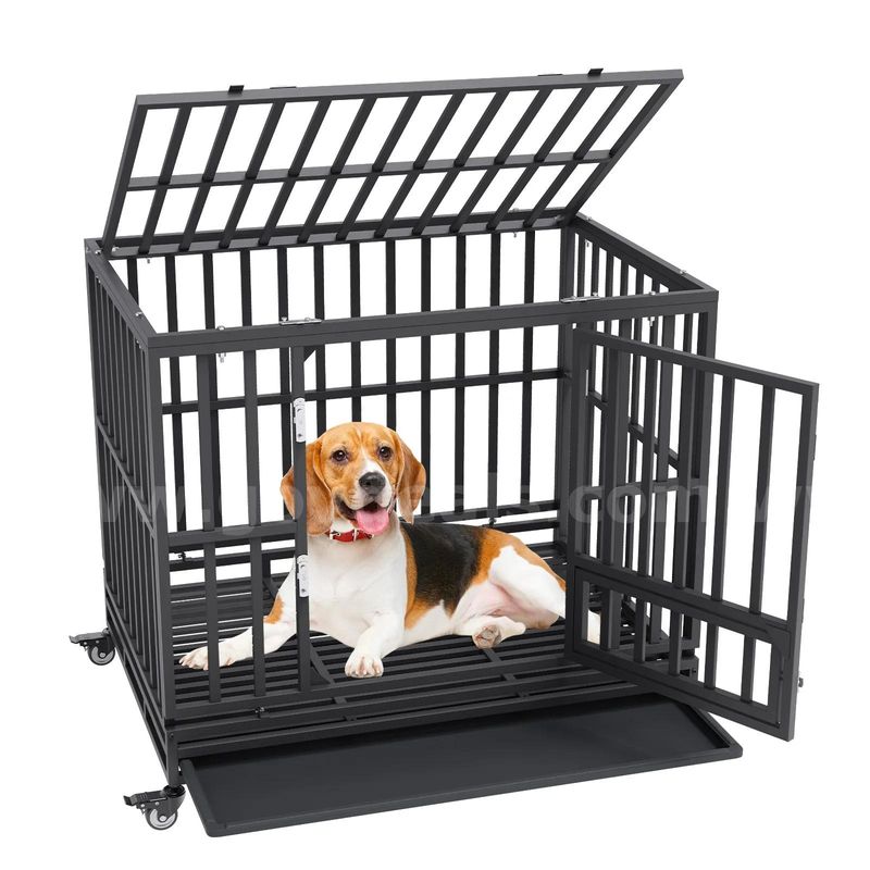 SHIPPING AVAILABLE 42 Inch Heavy Duty Dog Crate, Indestructible Dog Crate, 3-Door Heavy Duty Dog Kennel for Medium(V-01)