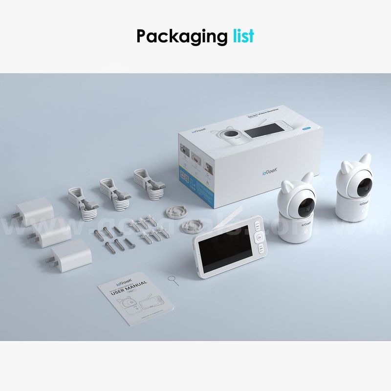 SHIPPING AVAILABLE ieGeek Baby Monitor with 2 Cameras, 5" Screen & 1080P Cameras & Free Smart App Split(CM-01)