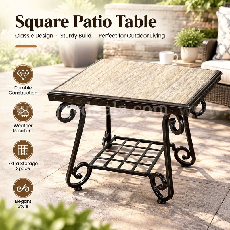 SHIPPING AVAILABLE Vintage Scroll Wrought Iron Side Table, 2‑Tier Industrial Plant Stand End Table(AB-03)