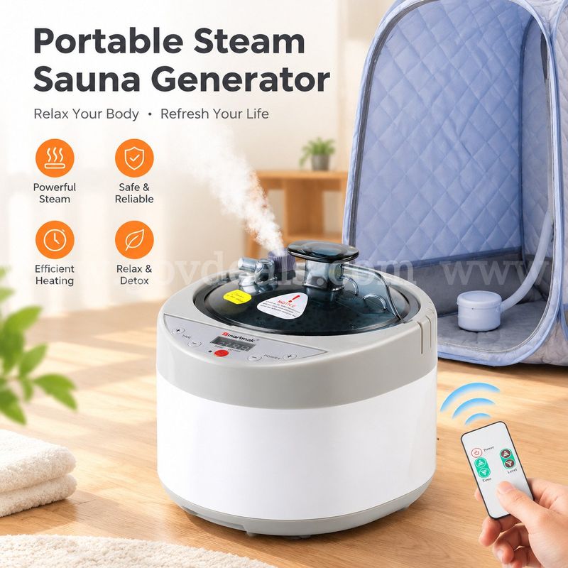 SHIPPING AVAILABLE Lot of 2 Smartmak Sauna Steamer, Portable 4L Upgrated Steam Pot Generator with Remote Con（43-02）