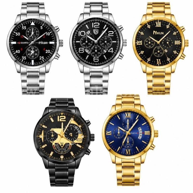 SHIPPING AVAILABLE lot of 5 Men's Stainless Steel Chronograph Quartz Watch, Multi-Style Analog Wrist Watch(W-002)