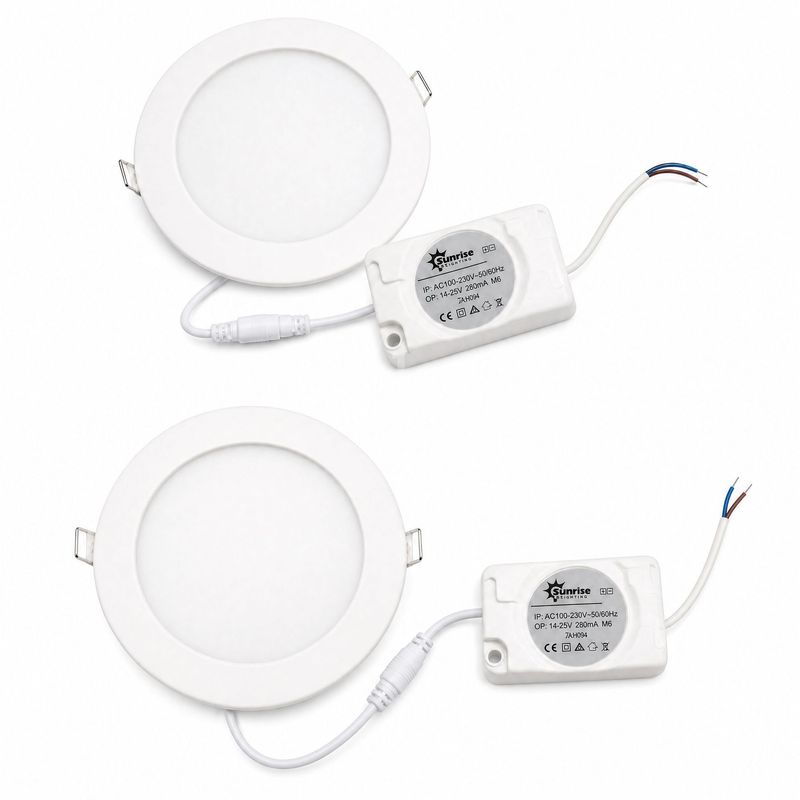 SHIPPING AVAILABLE Lot of 2 SUNNUS 9W Ultra Slim LED Downlight, 618LM Recessed Ceiling Light, 140mm Cutout, 120°(Pa-05)