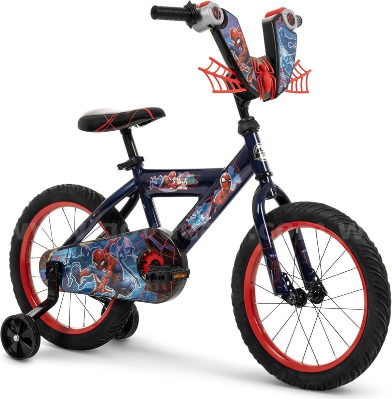 Huffy Marvel Spider-Man 16" Kids Bike with Training Wheels, Front Hand Brake & Rear Coaster Brake